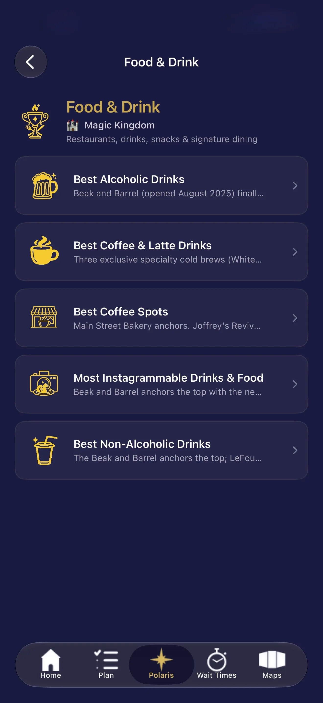 FOOD & DRINK · MAGIC KINGDOM